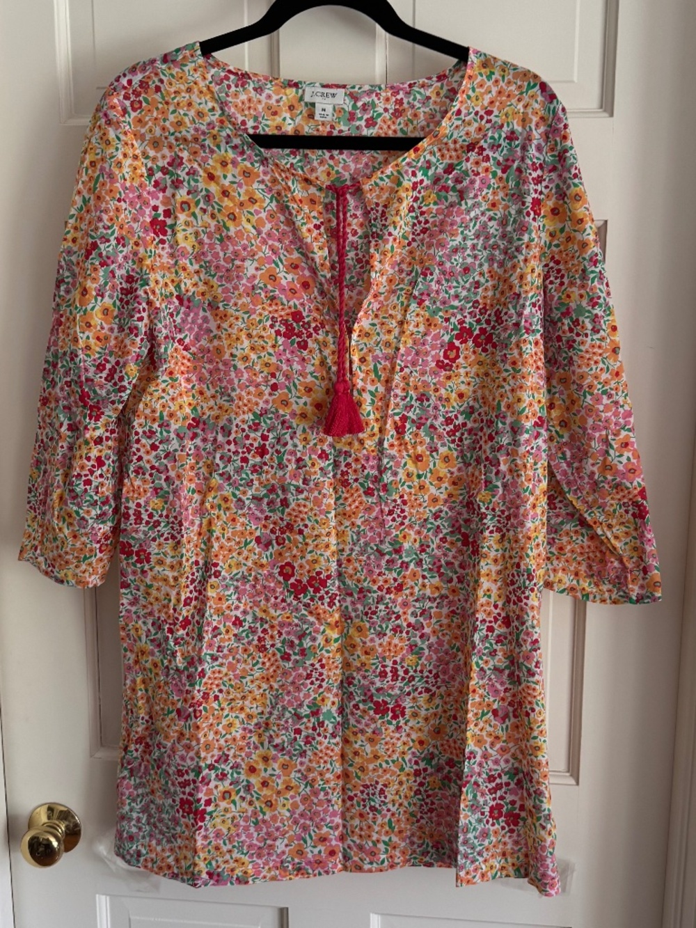 NEW J. CREW Floral Long Sleeve Cover Up Tunic Women's M Tropical Beach Coastal